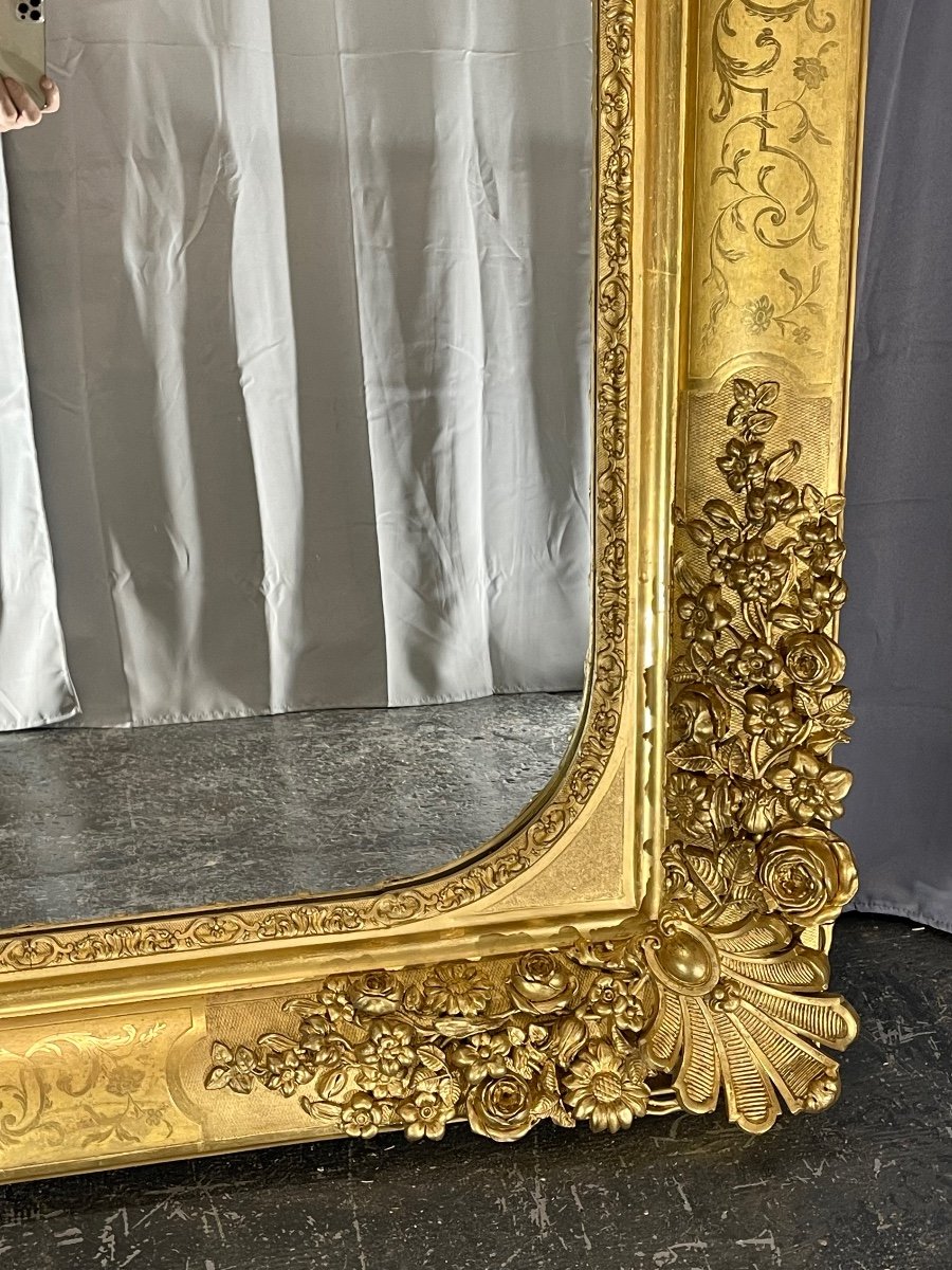 Large 19th Century Mirror High 180 X 134 Cm Charles X, Exceptional Model, Very Good Condition-photo-4