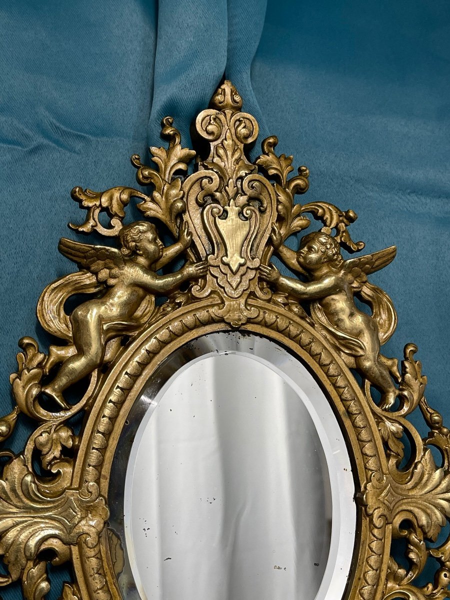 Miroir En Bronze époque Napoléon III .décor De Putti-photo-4