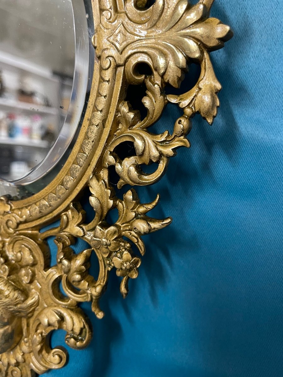 Miroir En Bronze époque Napoléon III .décor De Putti-photo-7