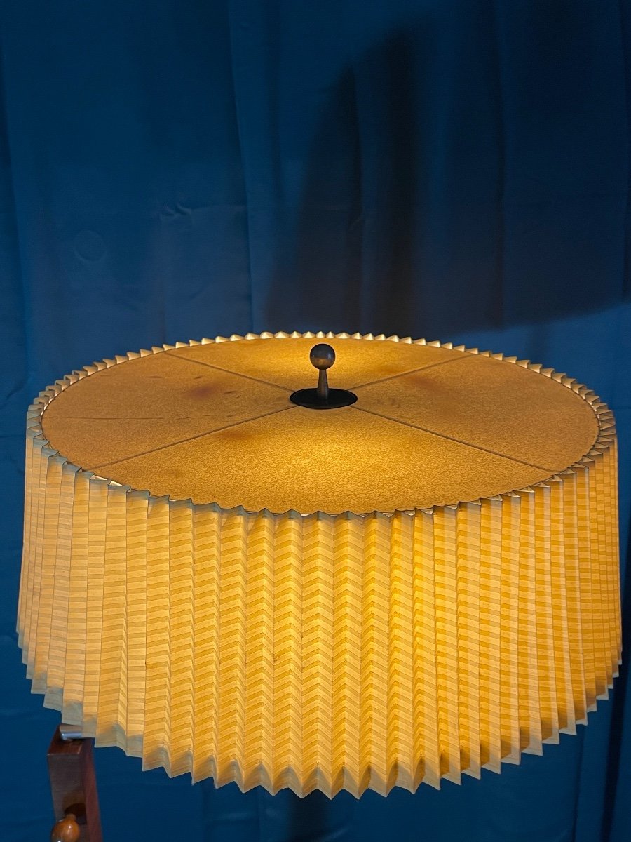 Lampadaire,liseuse Art Déco 1930 En Palissandre Abat-jour D’origine -photo-6