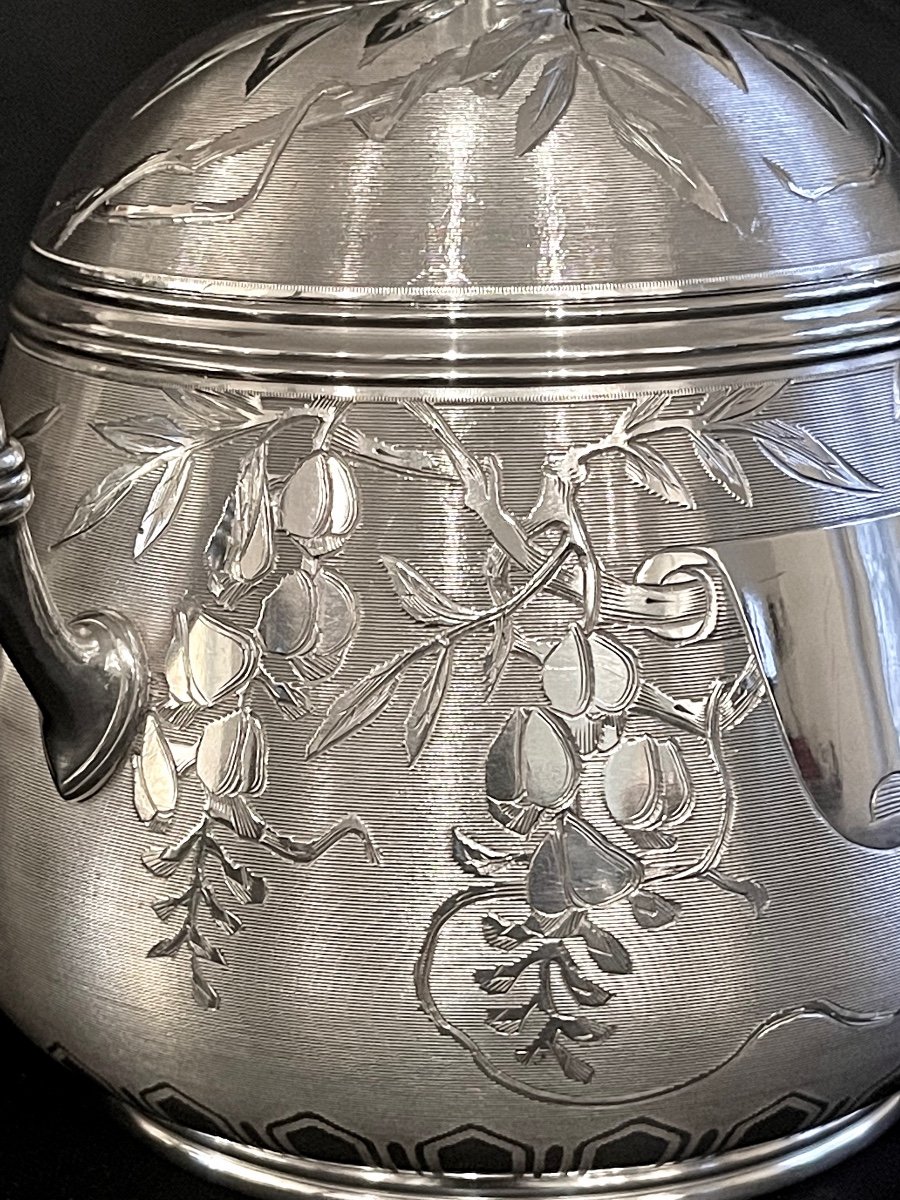 Christofle, Art Nouveau Period Sugar Bowl, Very Good Condition, Silver Metal -photo-2