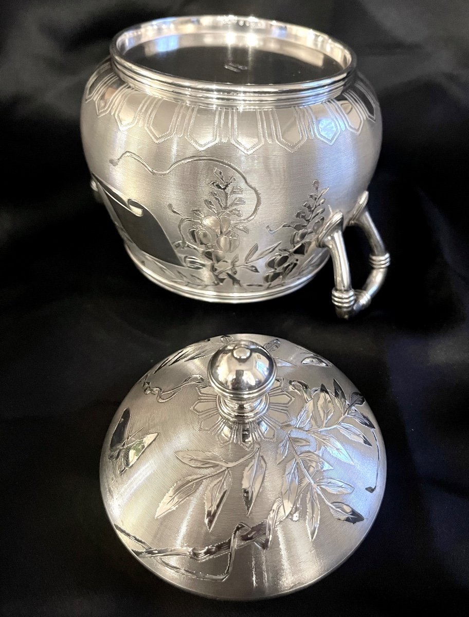 Christofle, Art Nouveau Period Sugar Bowl, Very Good Condition, Silver Metal -photo-4