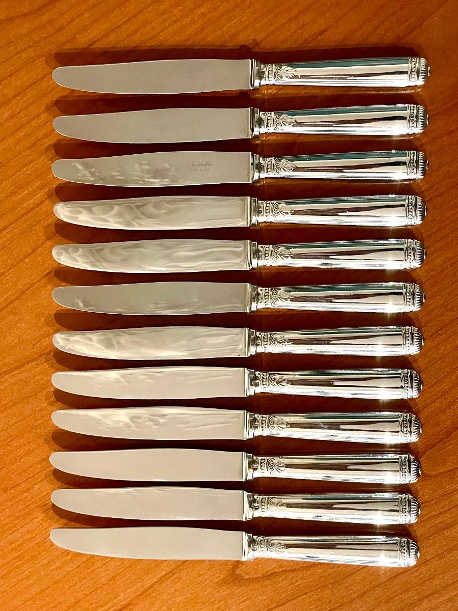 12 Christofle Malmaison Knives 19.5 Cm Entremet Dessert-photo-2
