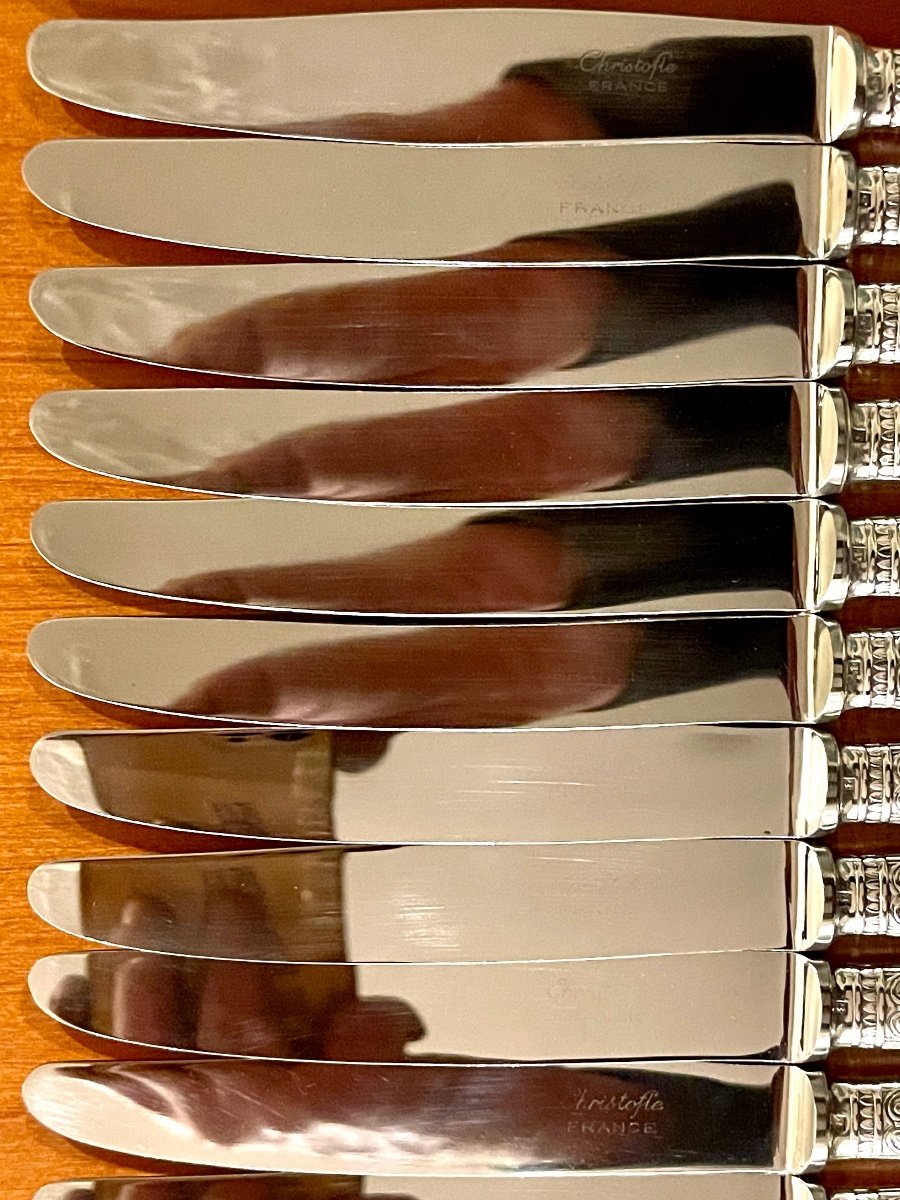 12 Christofle Malmaison Knives 19.5 Cm Entremet Dessert-photo-1