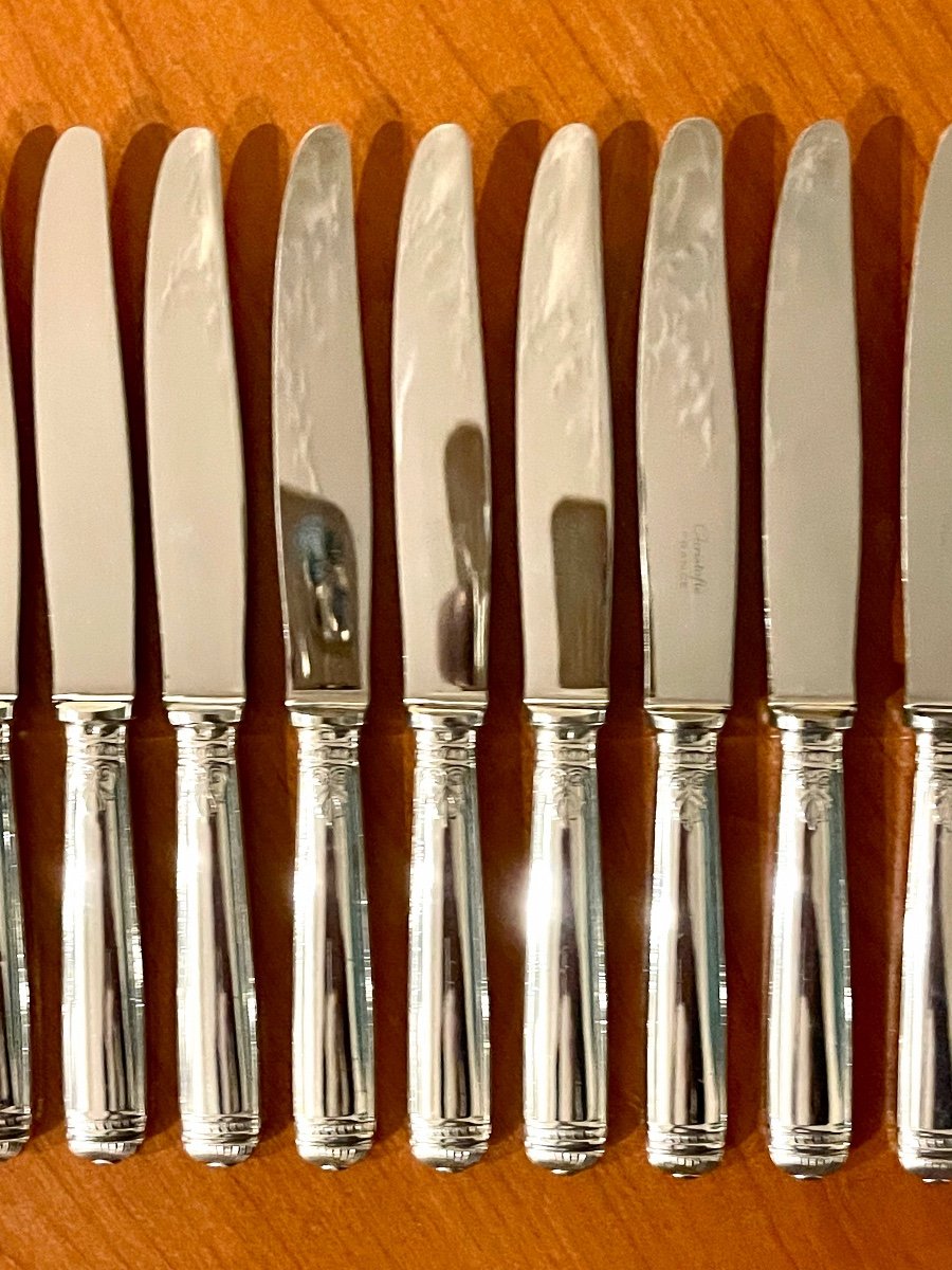 12 Christofle Malmaison Knives 19.5 Cm Entremet Dessert-photo-3