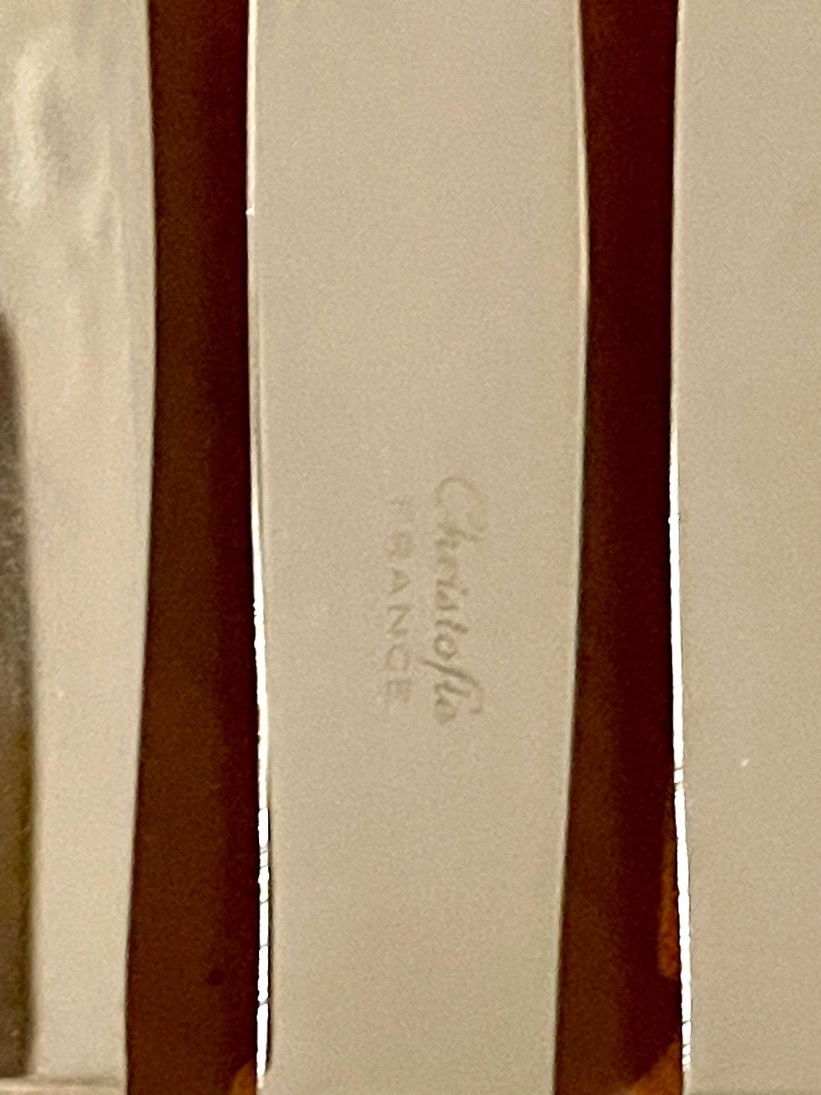 12 Christofle Malmaison Knives 19.5 Cm Entremet Dessert-photo-7