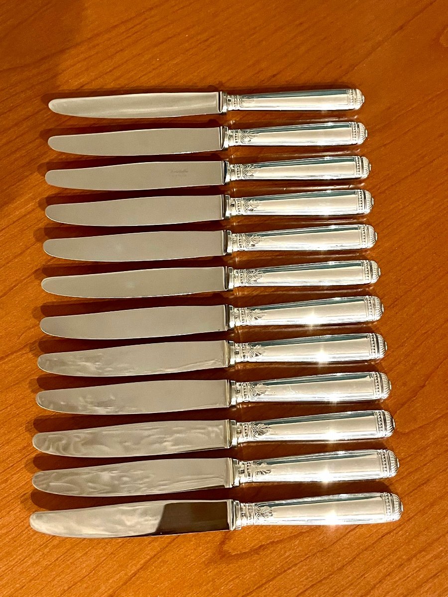 12 Christofle Malmaison Knives 19.5 Cm Entremet Dessert-photo-8