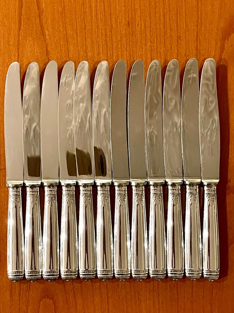 12 Christofle Malmaison Knives 19.5 Cm Entremet Dessert