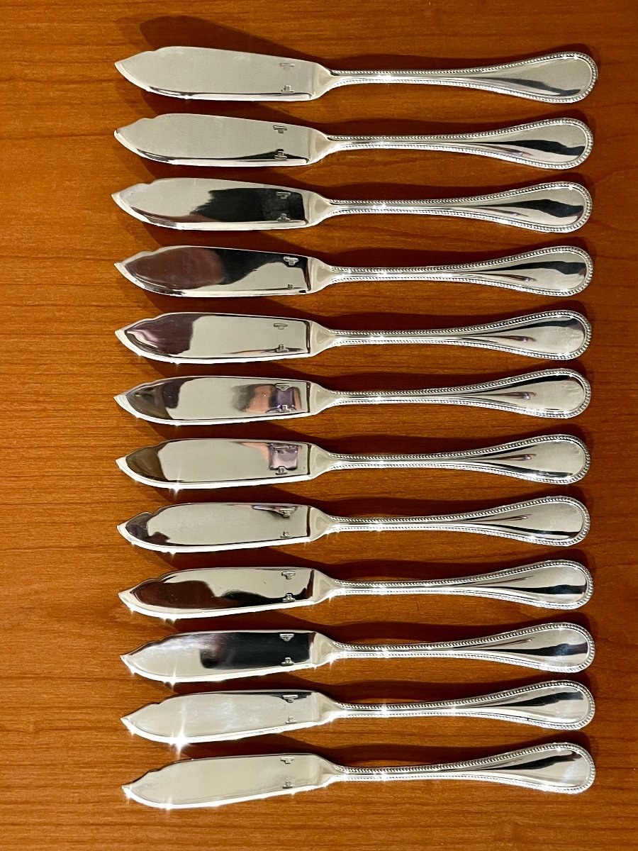 Christofle Perles Fish Cutlery Excellent Condition -photo-2