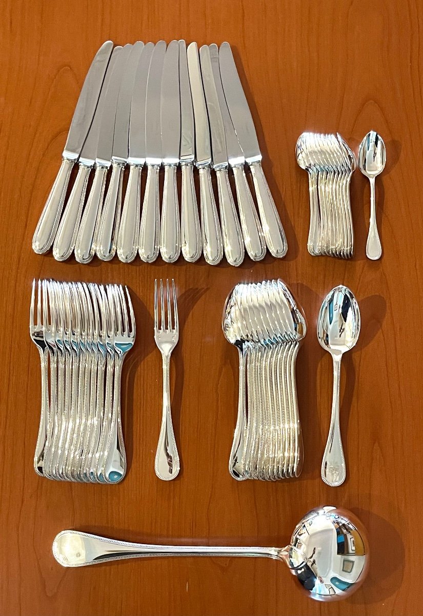Christofle Perles 49 Piece Cutlery Set Very Good Condition -photo-2