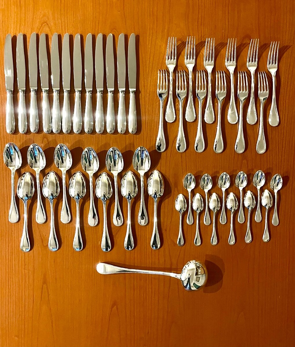 Christofle Perles 49 Piece Cutlery Set Very Good Condition -photo-3