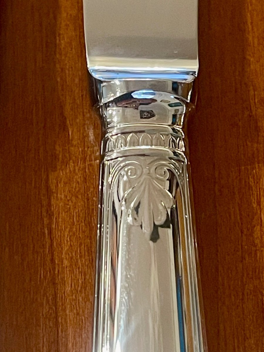 Christofle Malmaison Argent Massif ,sterling Silver ,12 Couteaux De Table Excellent état -photo-7