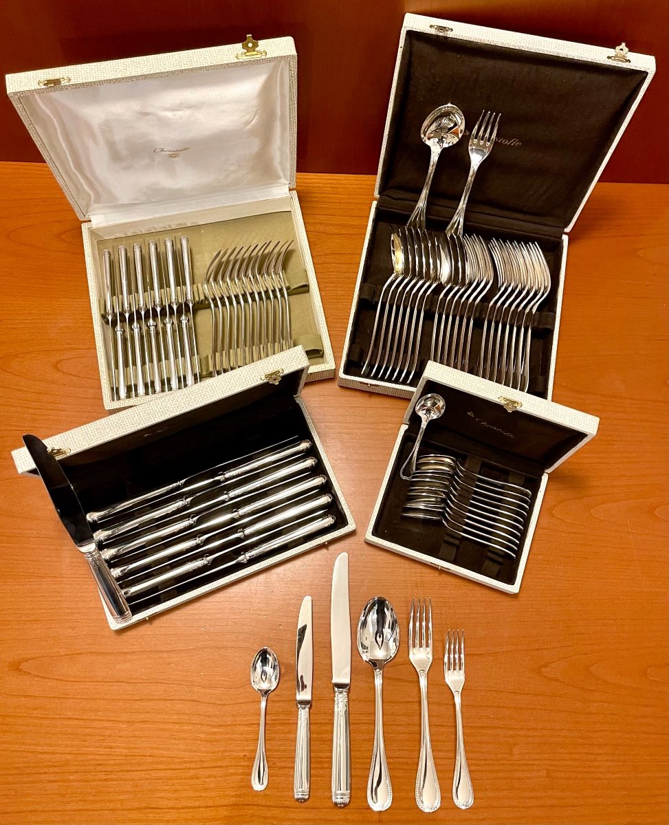Christofle Malmaison 72 Piece Cutlery Set For 12 People, Very Good Condition 