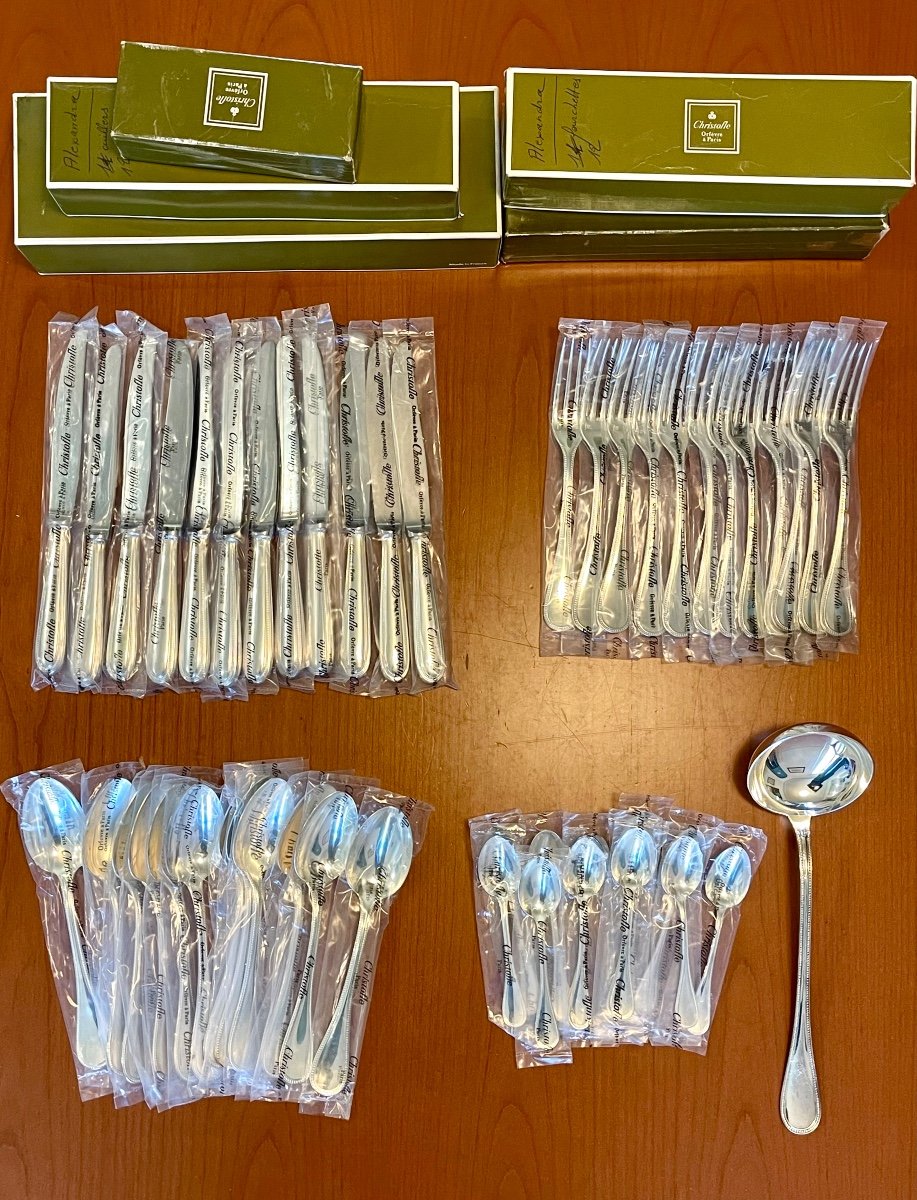 Christofle Perles 49 Piece Cutlery Set New Blister Pack.