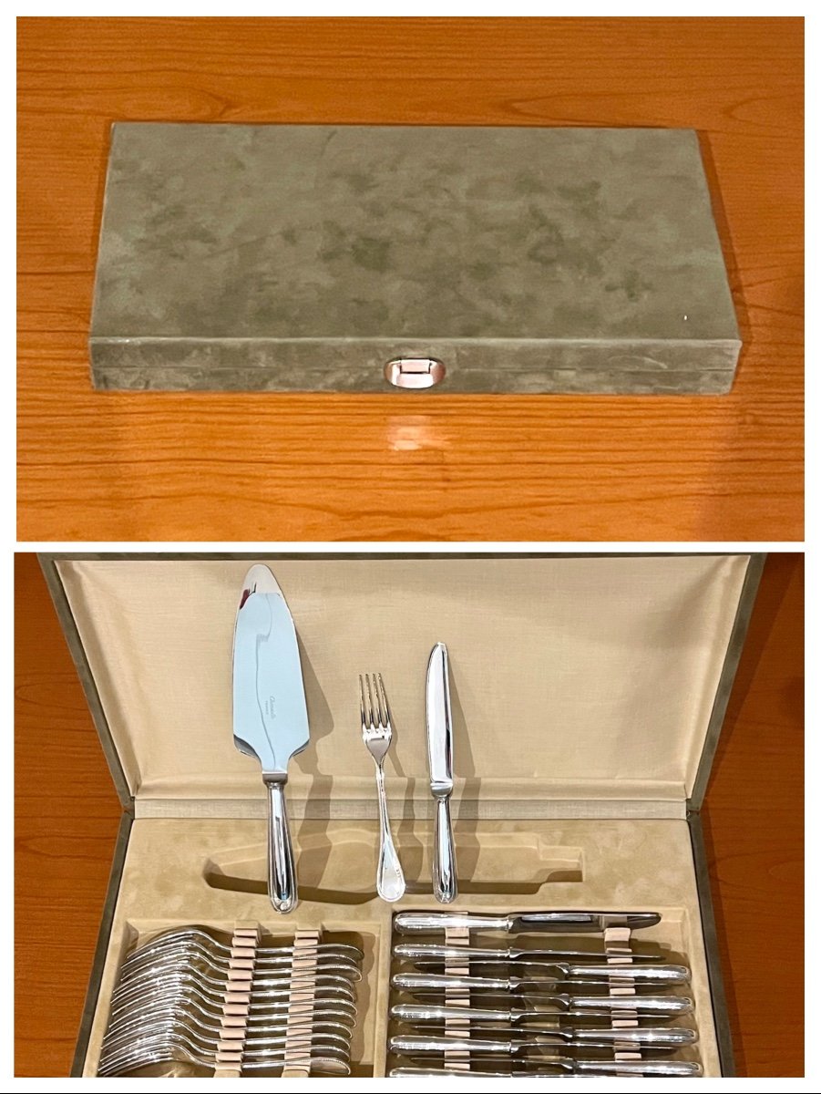 Christofle Perles ,dessert ,gâteau , Fourchettes Et Pelle De Service -photo-2