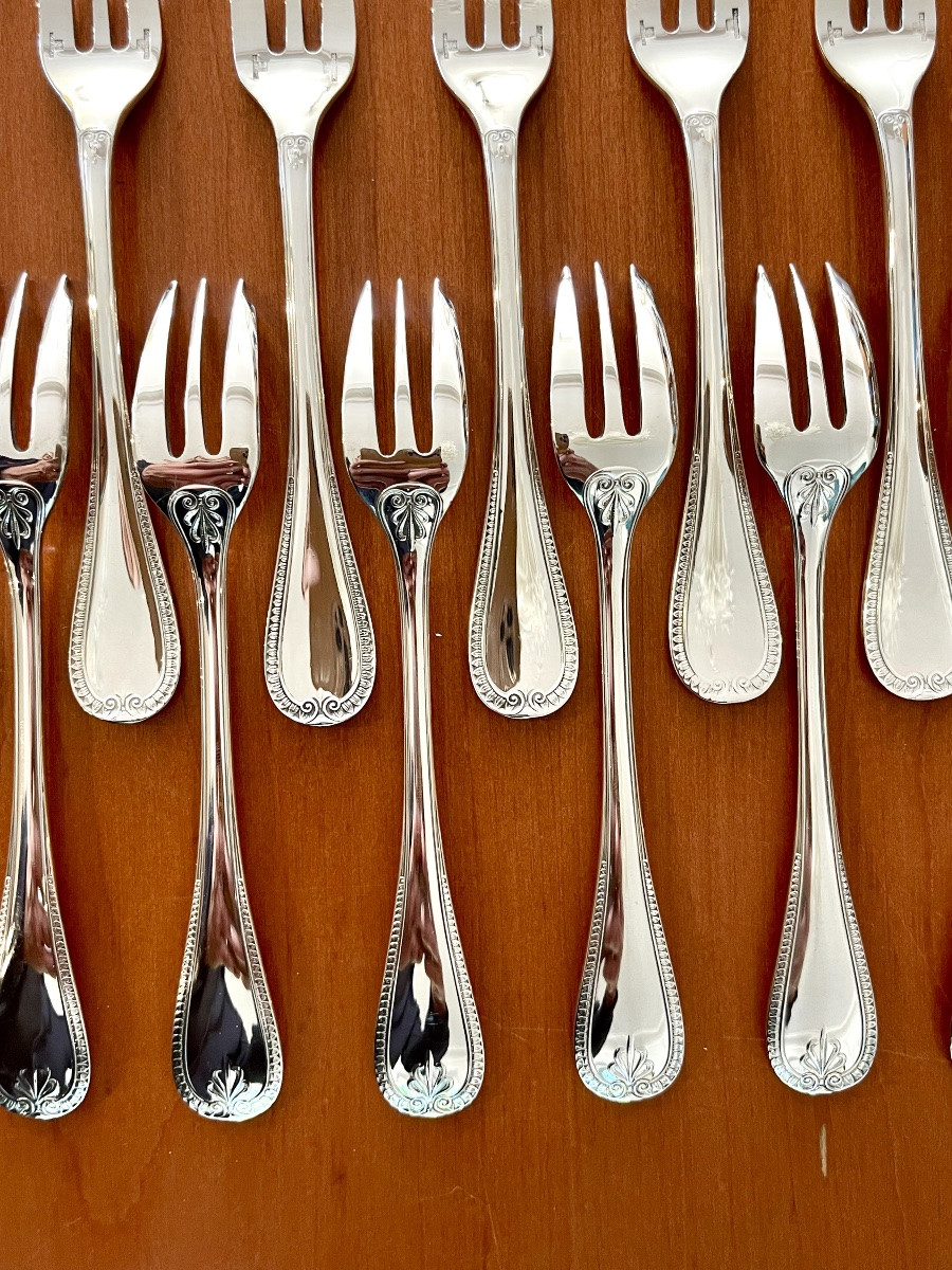 Christofle Malmaison, 12 Cake Forks, Dessert, Excellent Condition -photo-1