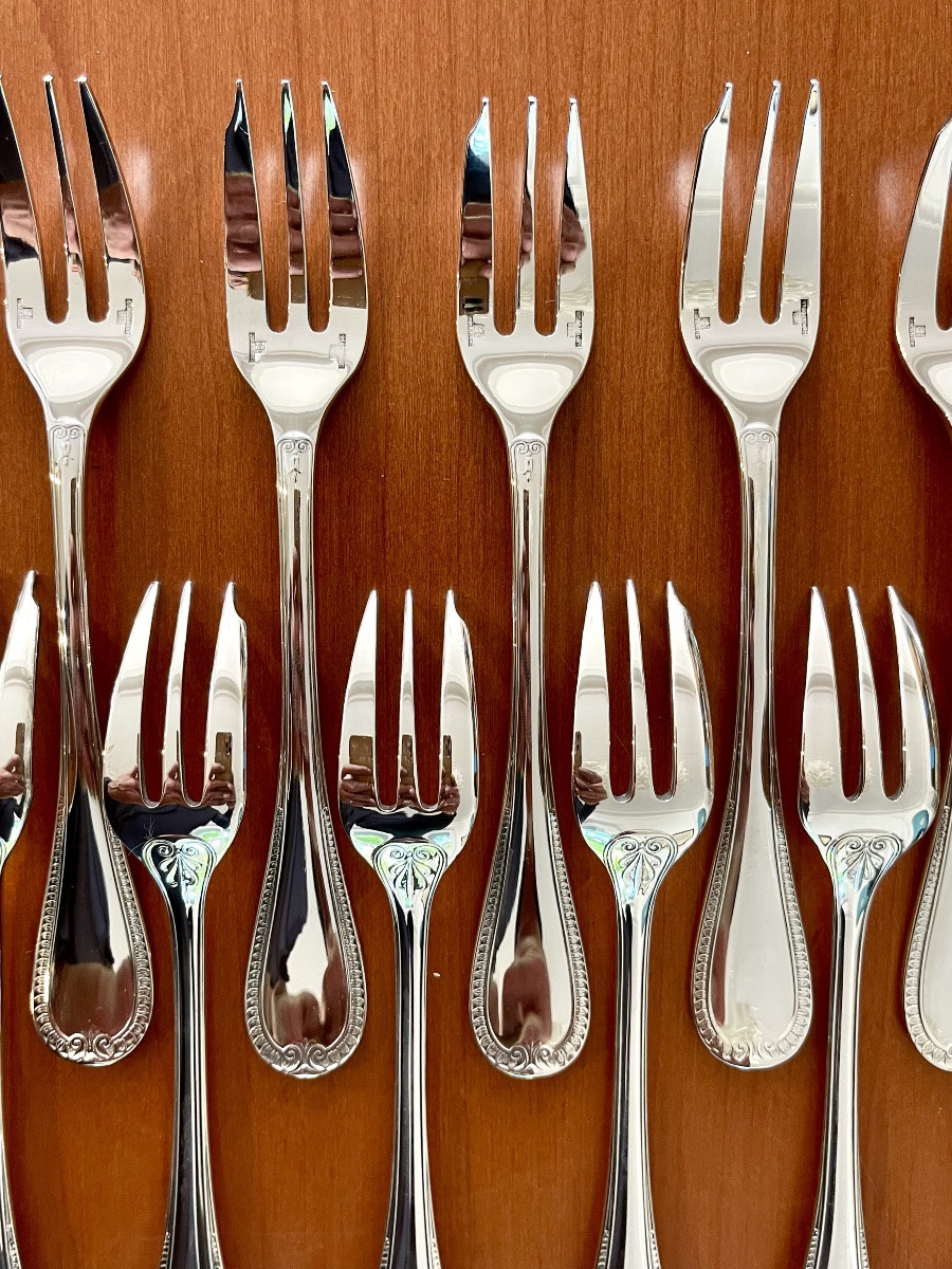 Christofle Malmaison, 12 Cake Forks, Dessert, Excellent Condition -photo-2