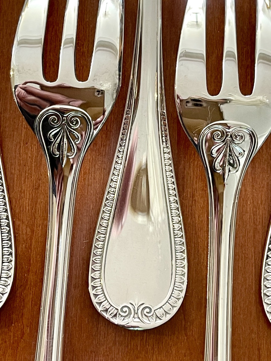 Christofle Malmaison, 12 Cake Forks, Dessert, Excellent Condition -photo-3