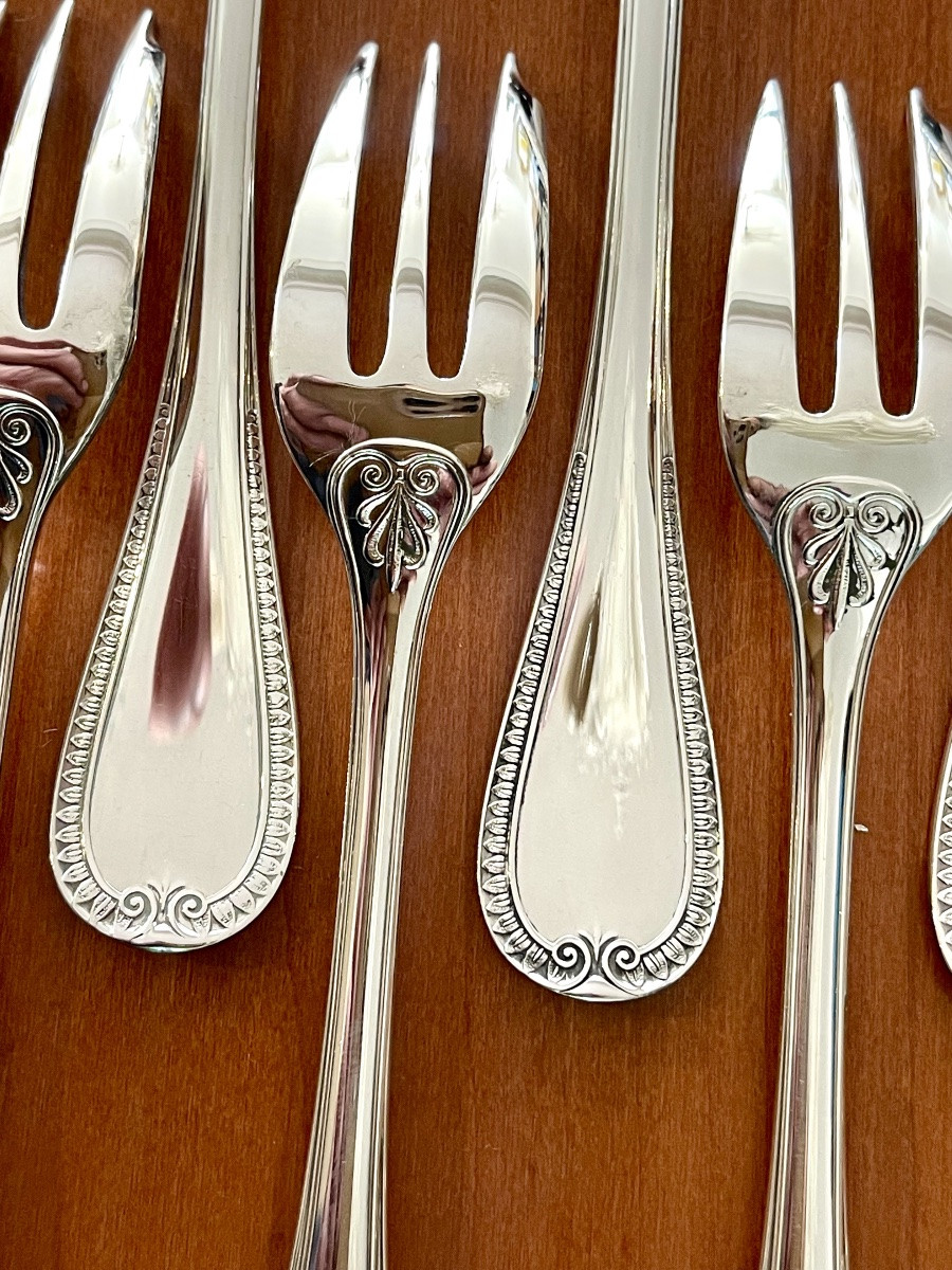 Christofle Malmaison, 12 Cake Forks, Dessert, Excellent Condition -photo-5