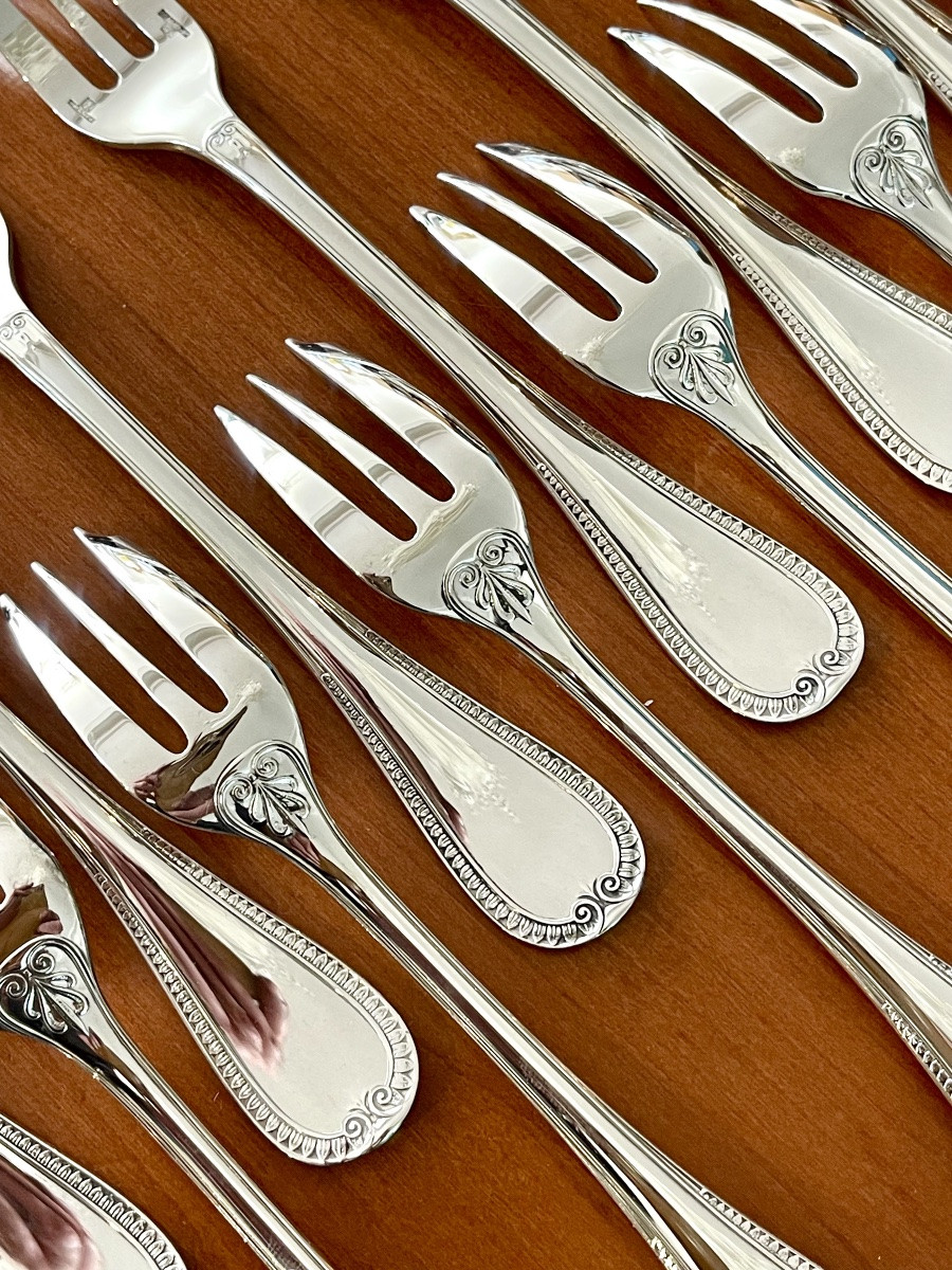 Christofle Malmaison, 12 Cake Forks, Dessert, Excellent Condition -photo-6