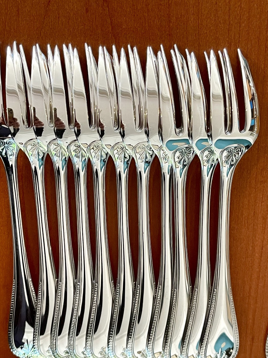 Christofle Malmaison, 12 Cake Forks, Dessert, Excellent Condition -photo-8