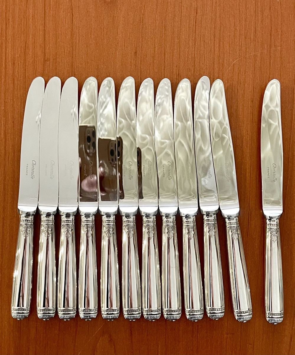 Christofle Malmaison 12 Dessert Cheese Knives Very Good Condition -photo-2