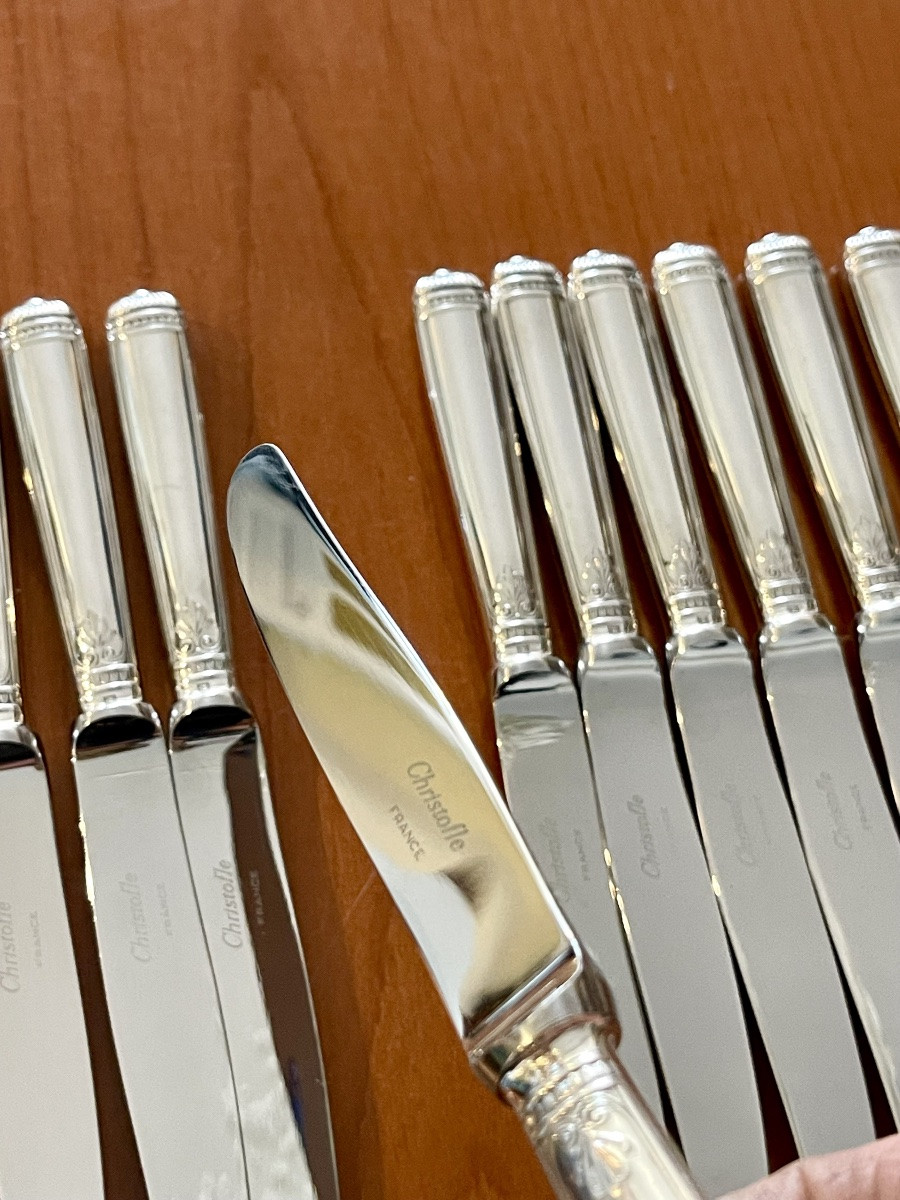 Christofle Malmaison 12 Dessert Cheese Knives Very Good Condition -photo-1