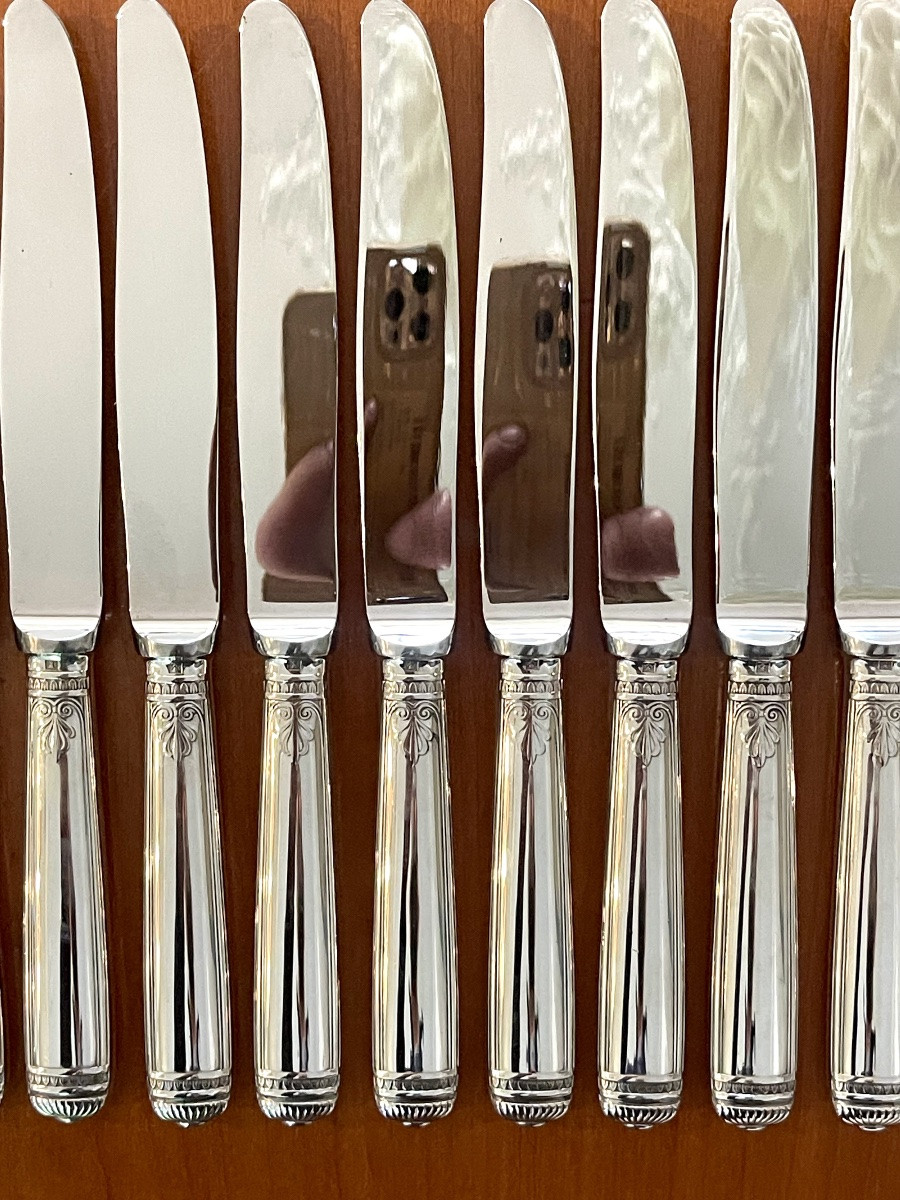 Christofle Malmaison 12 Dessert Cheese Knives Very Good Condition -photo-7