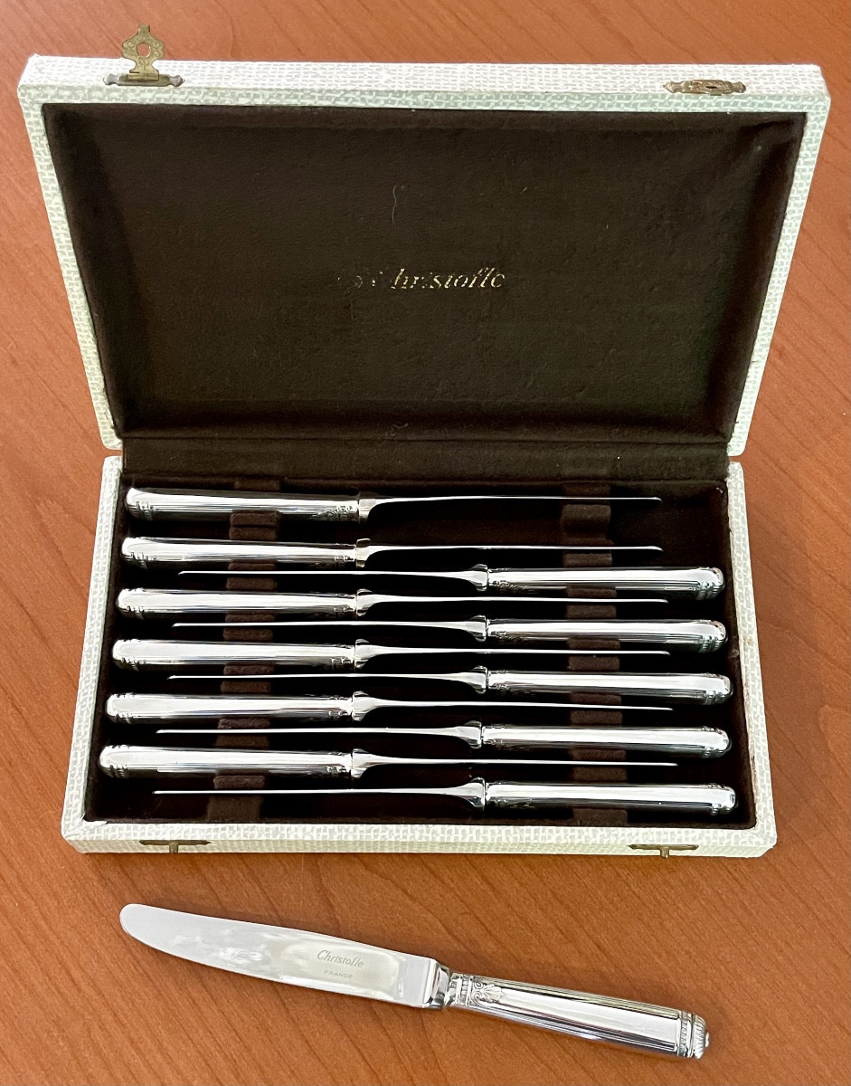 Christofle Malmaison 12 Dessert Cheese Knives Very Good Condition 