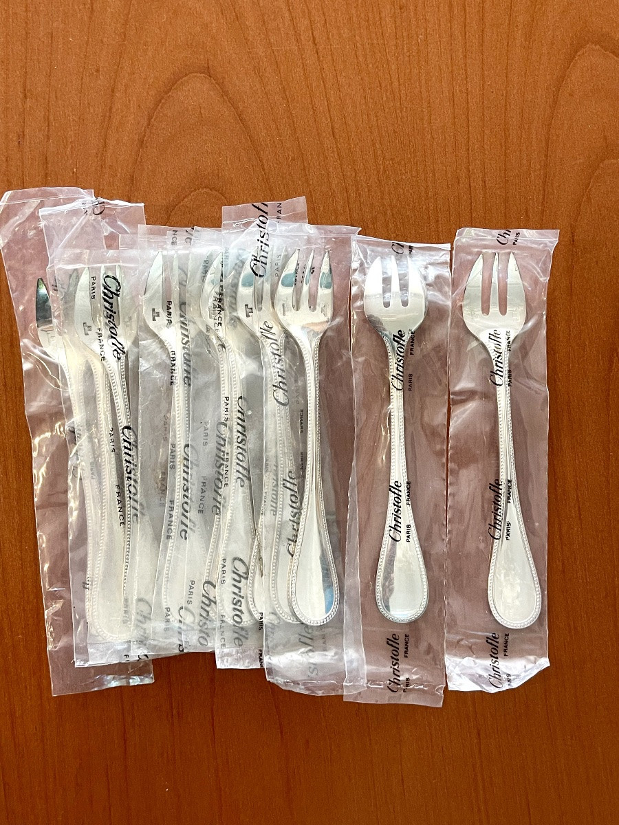 Christofle Perles , 12 Fourchettes à Huître ,neuves ,sous Blister -photo-5