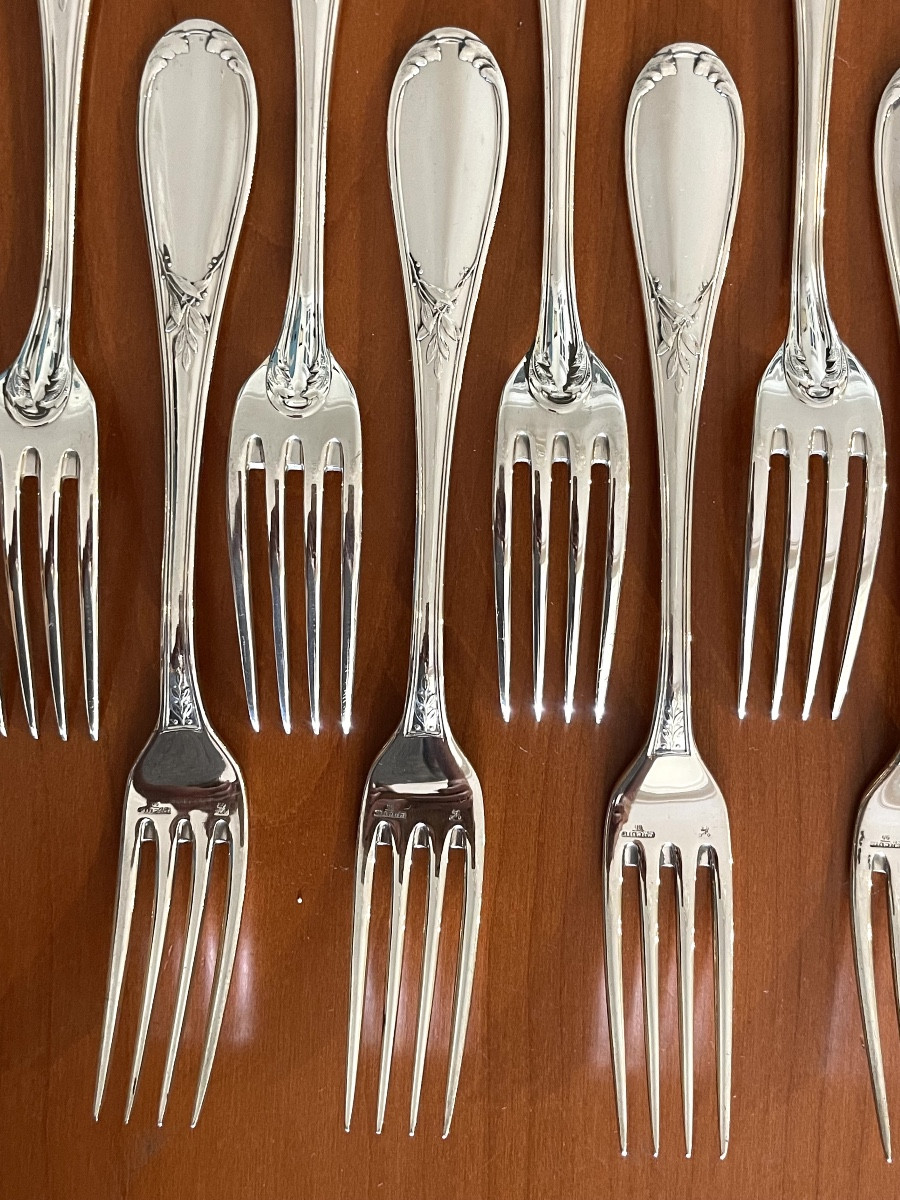 Ercuis Laurels 72-piece Cutlery Set In Excellent Condition-photo-8