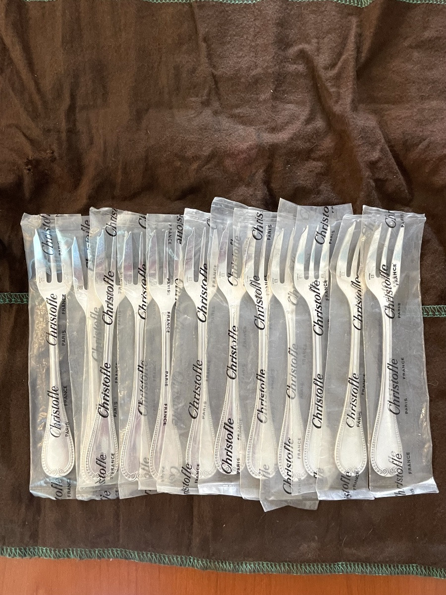 Christofle Malmaison, 12 New Cake Forks In Blister Pack -photo-3