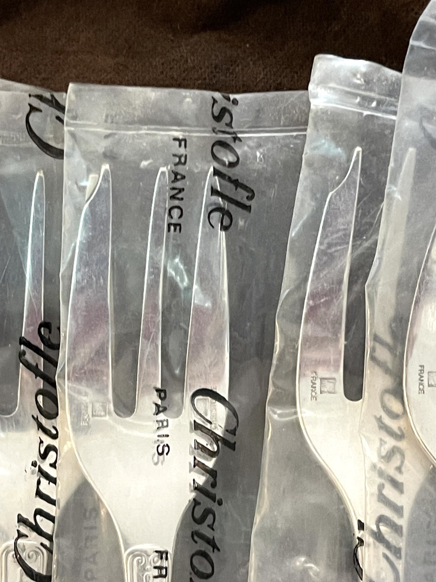 Christofle Malmaison, 12 New Cake Forks In Blister Pack -photo-4