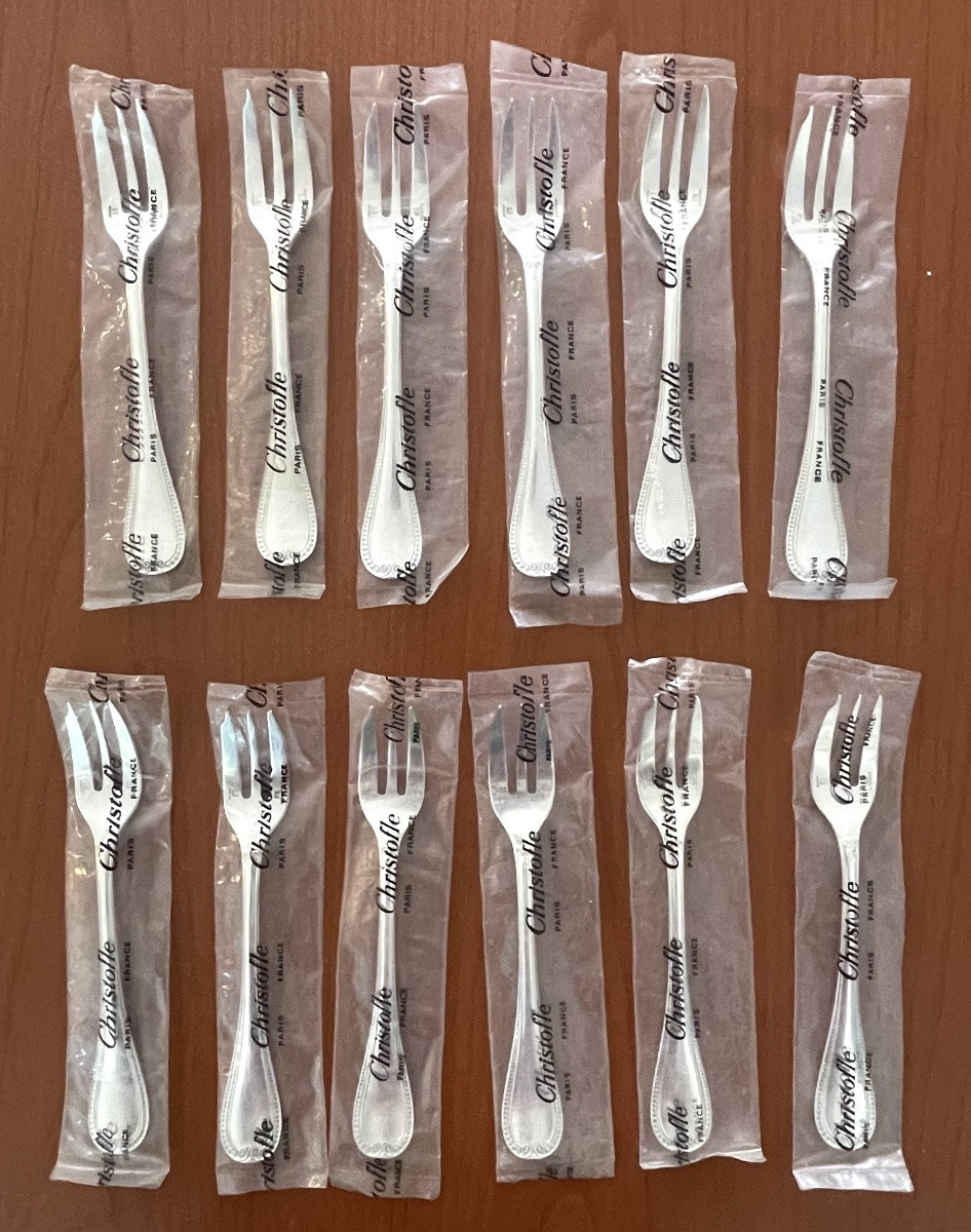Christofle Malmaison, 12 New Cake Forks In Blister Pack -photo-3
