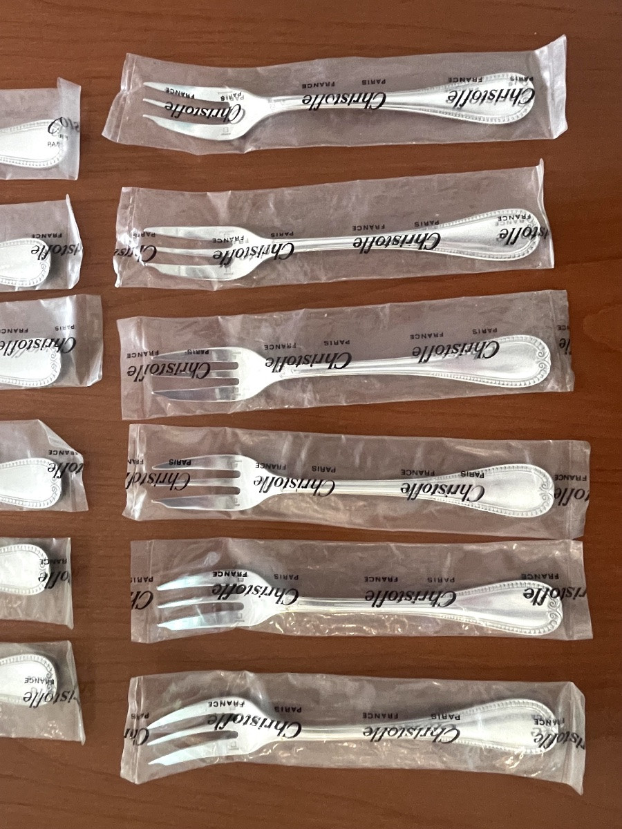Christofle Malmaison, 12 New Cake Forks In Blister Pack -photo-4