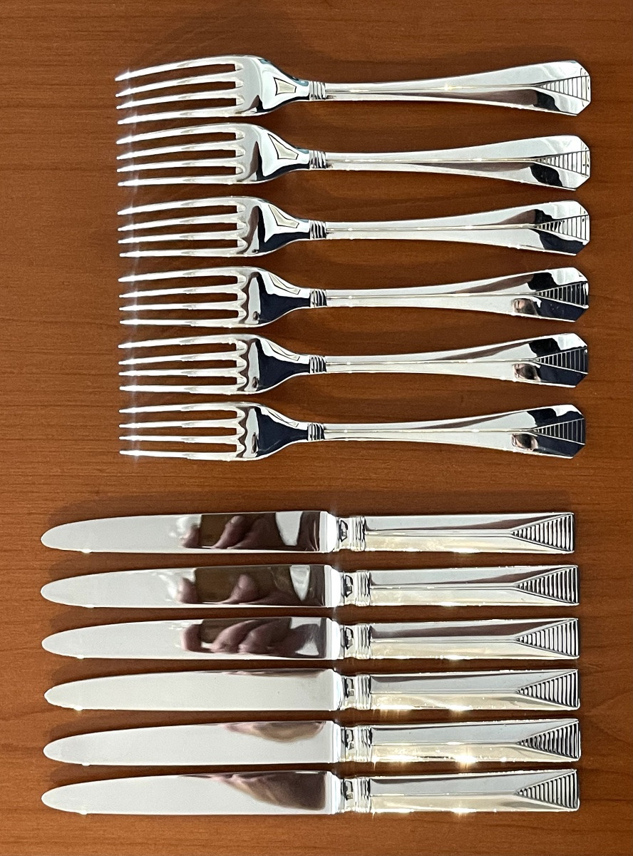 Christofle Atlantide, Cutlery For Desserts, Cheese, Art Deco -photo-2