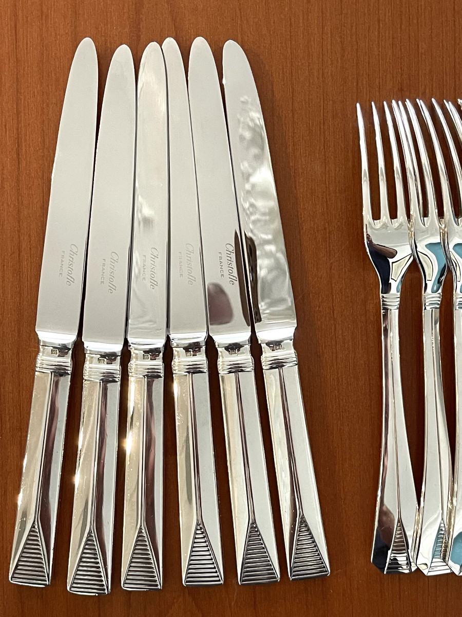 Christofle Atlantide, Cutlery For Desserts, Cheese, Art Deco -photo-4