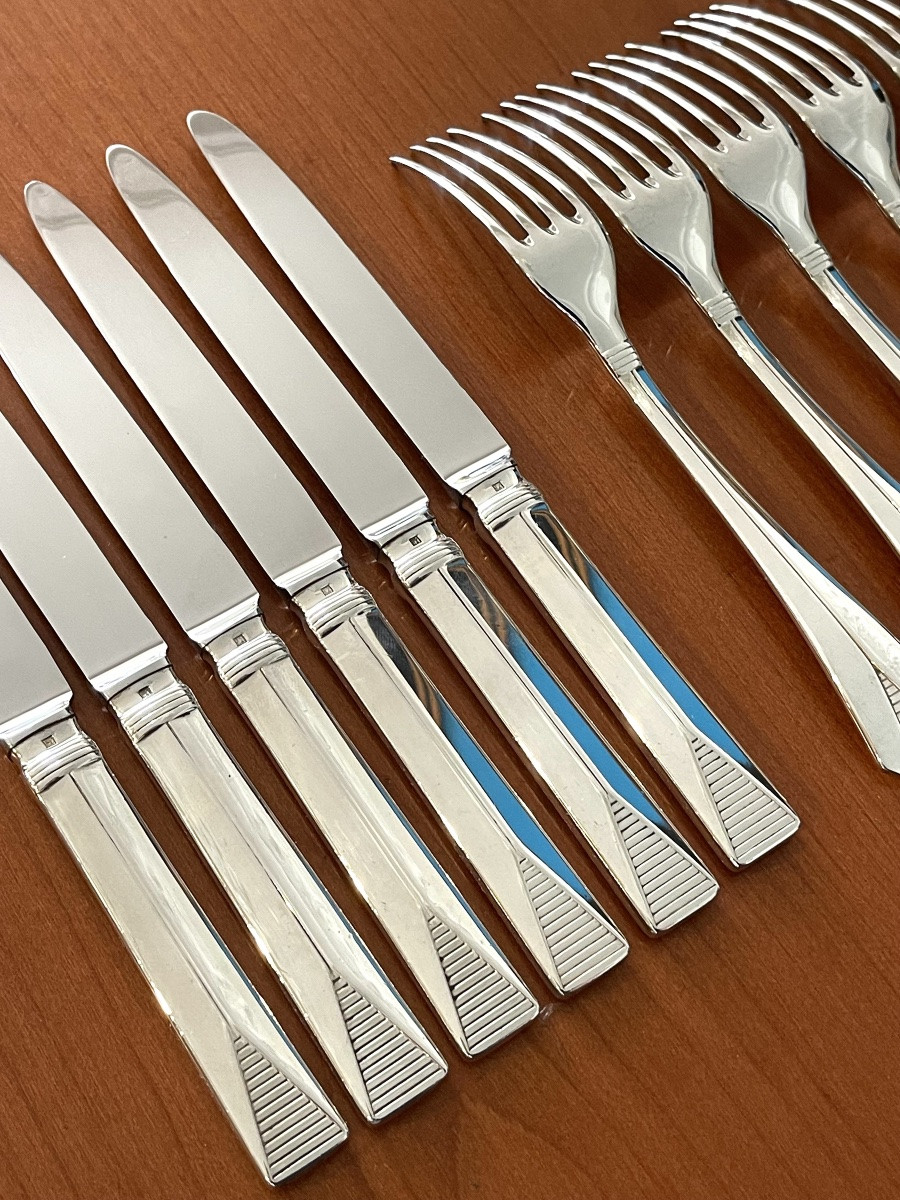 Christofle Atlantide, Cutlery For Desserts, Cheese, Art Deco -photo-4