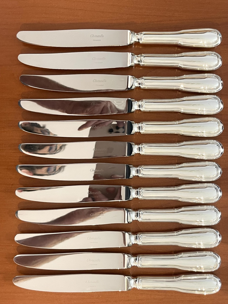 Christofle Chinon 12 Recent 24.5 Cm Table Knives -photo-3