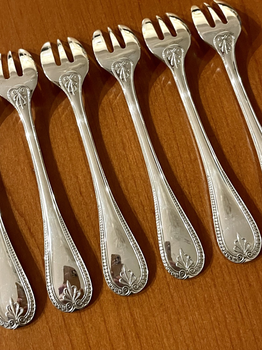 Christofle Malmaison, 12 Oyster Forks, New Condition -photo-1