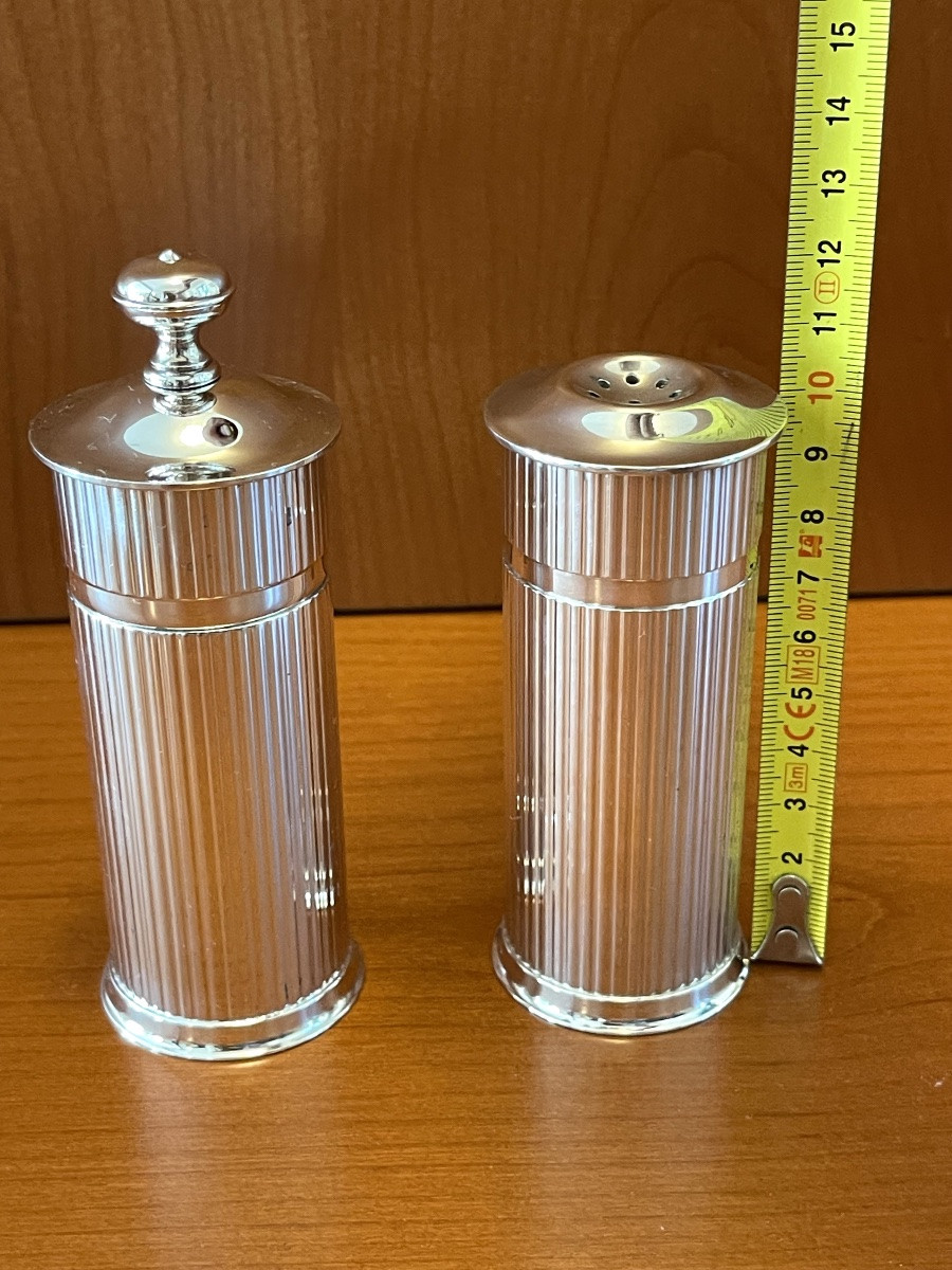Christofle, Art Deco Style Salt And Pepper Mill, Large Models -photo-2