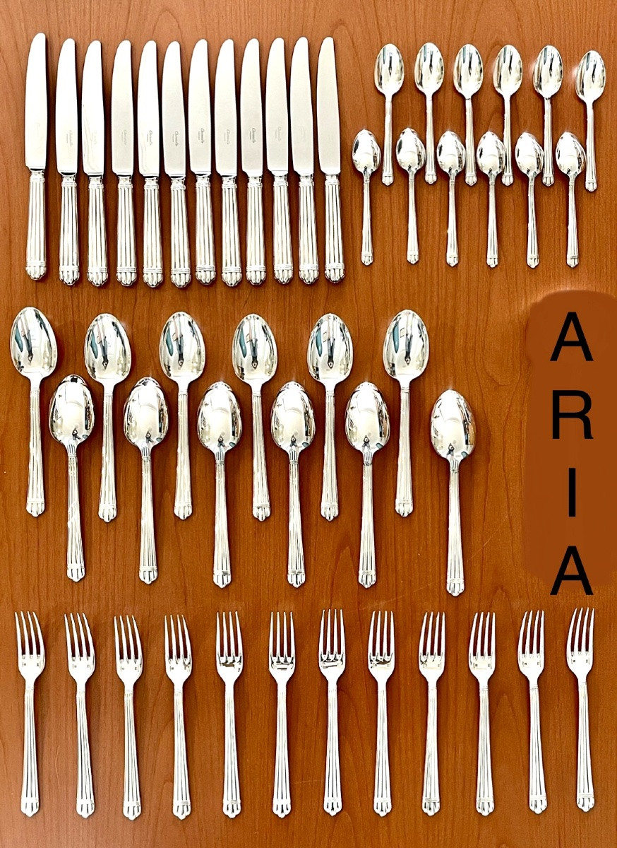 Christofle Aria 48 Piece Cutlery Set In Very Good Condition -photo-3
