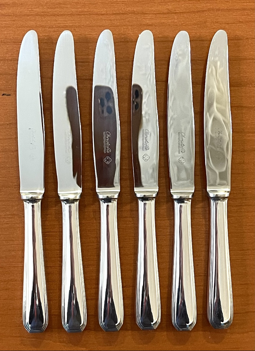 Christofle America, 6 Dessert/cheese Knives, 19.5 Cm, Very Good Condition -photo-2