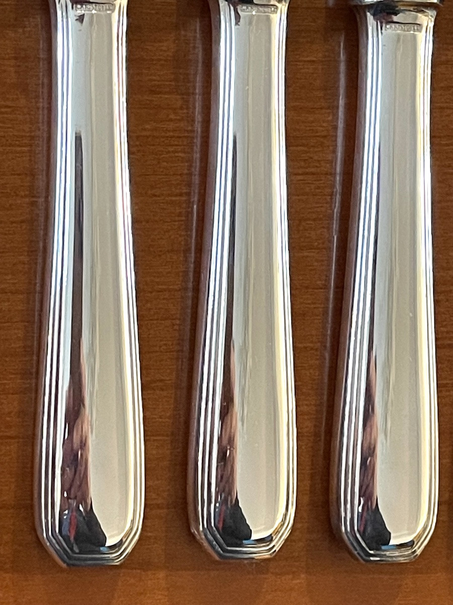 Christofle America, 6 Dessert/cheese Knives, 19.5 Cm, Very Good Condition -photo-6
