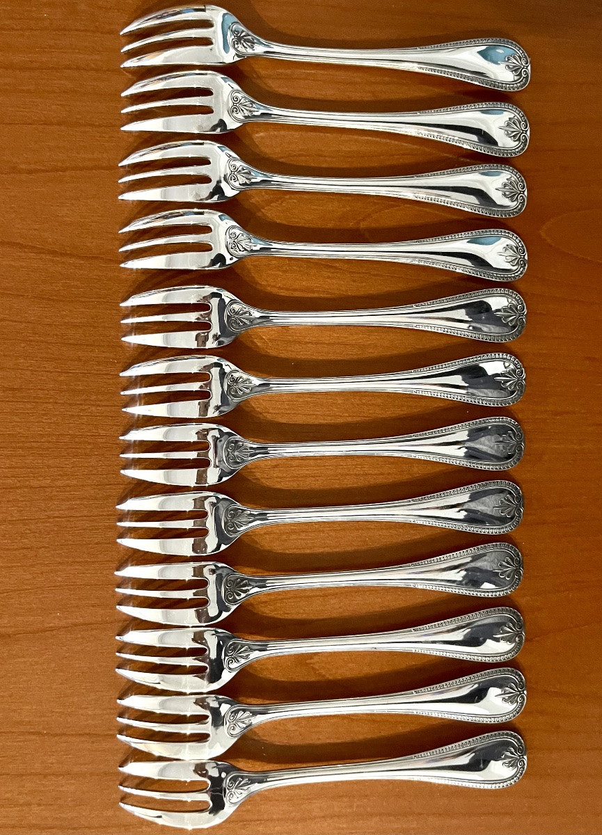 Christofle Malmaison, 12 Dessert Cake Forks, 15.8 Cm -photo-2