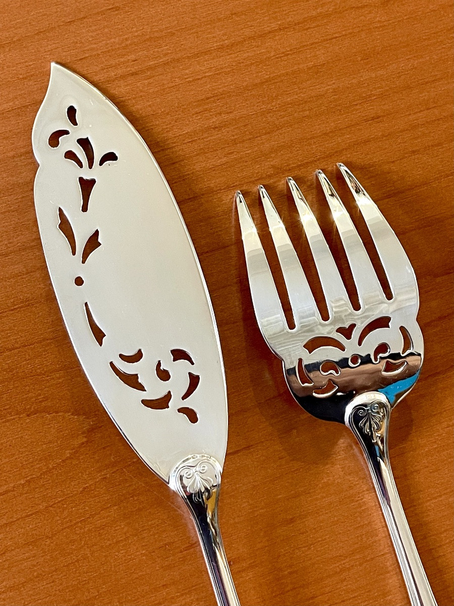 Christofle Malmaison Openwork Fish Serving Cutlery -photo-4