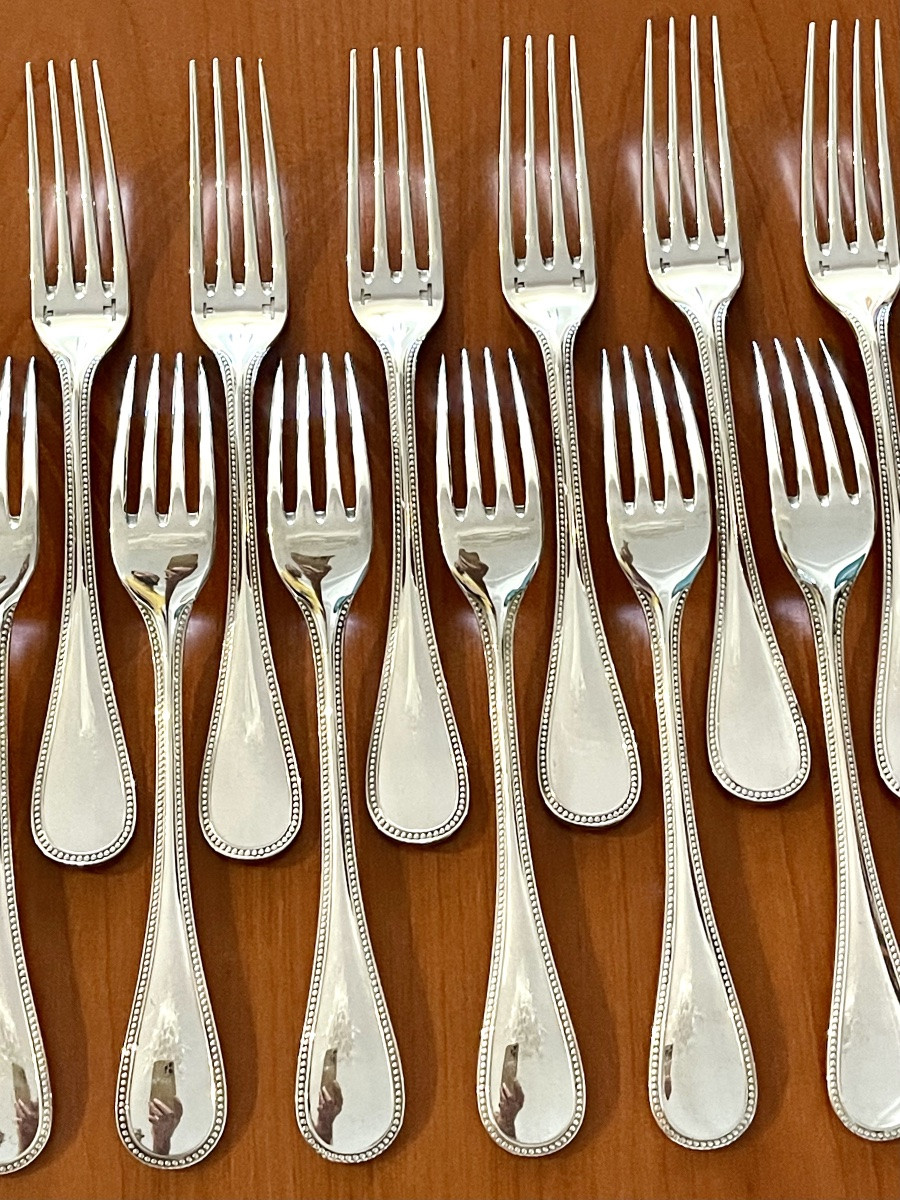 Christofle perles ,ménagère 48 pièces état neufs -photo-5