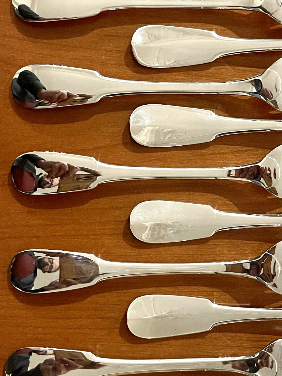 Christofle Cluny, 12 Oyster And Shellfish Forks, Excellent Condition -photo-4