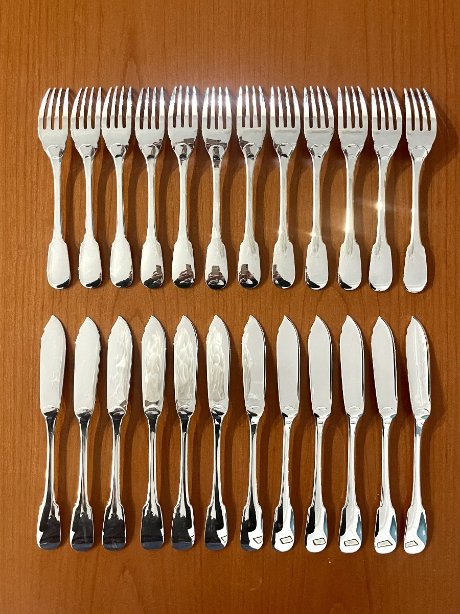 Christofle Cluny 12 couverts à poisson état neuf -photo-3