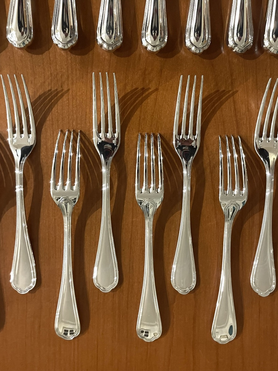 Christofle spatours,12 fourchettes , 12 couteaux  à entremet ,fromage , dessert -photo-4